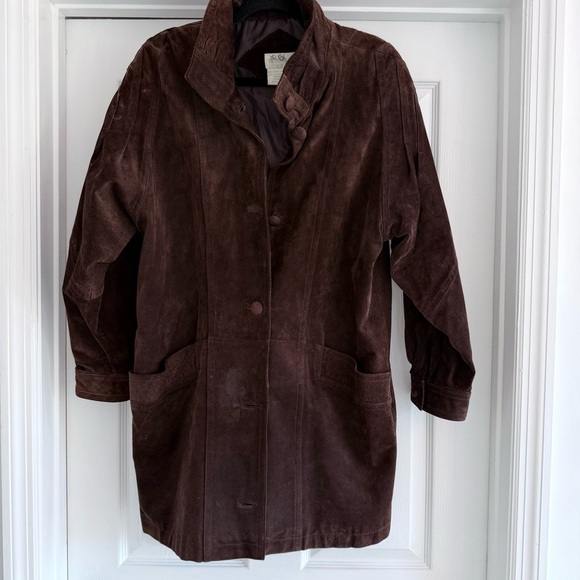 VTG SILVERLEAF Brown Suede Leather Coat M - Picture 2 of 11